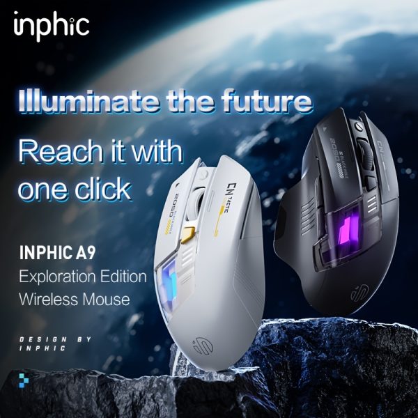 INPHIC A9EXPLORER Wireless Wireless Mouse with Colorful LED Light, Ergonomic Design, Battery Indicator, and Power Display - Ideal for Office and Gaming, Computer Mouse for Office - Image 2
