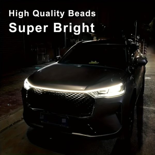 LED Car Hood Vent Light, 60-Inch Neon Accent Strip, Multicolor Startup Scanner Light Bar, 12V High Brightness Neon Lights, with Hard Wiring, for Various Models, Without Battery - Image 3