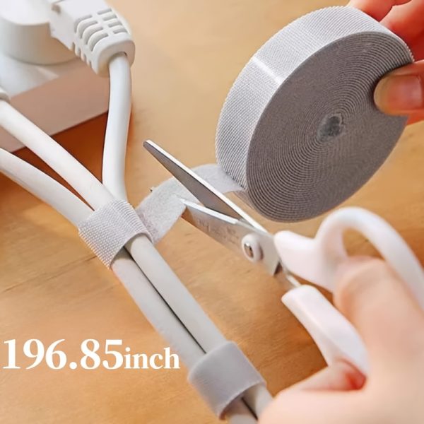 1 Roll Reusable Cable Ties - Multi-Purpose Fastening Tape for Cord Organization, Wire Management, and Storage - No Battery Needed - Image 5