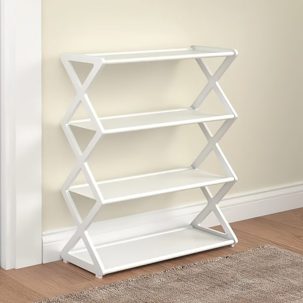 4-Tier Space-Saving Shoe Rack - Durable Plastic and Metal Design, Easy to Assemble, Ideal for Entryways, Bedrooms, and Dorms, Minimalist Style Shoe Storage Solution | Minimalist Shoe Organizer | Sturdy Structure, Shoe Storage Shelf - Image 7