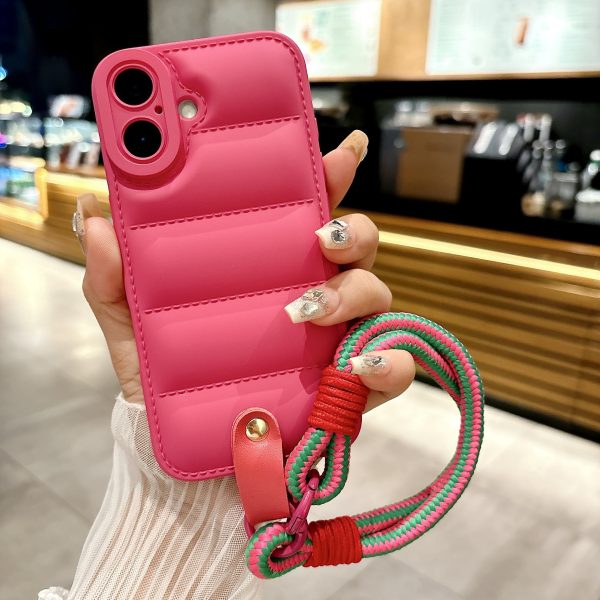 European and American Simple Down Jacket with Lanyard Suitable for iPhone 16 15 14 13 12 11 PRO MAX PLUS Premium Soft Case, Anti-Drop Phone Cover - Image 13