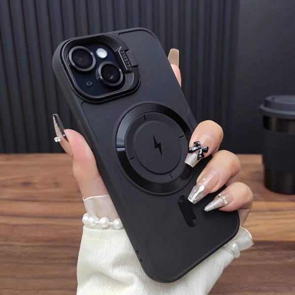 Suitable for iPhone 16 phone case, iPhone 15 ProMax magnetic wireless charging 14 invisible folding stand, 13 PRO anti drop case cover, 12 frosted silicone protective cover, 11 fashionable and simple - Image 3