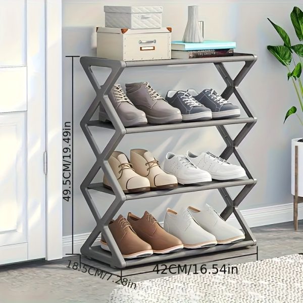 4-Tier Space-Saving Shoe Rack - Durable Plastic and Metal Design, Easy to Assemble, Ideal for Entryways, Bedrooms, and Dorms, Minimalist Style Shoe Storage Solution | Minimalist Shoe Organizer | Sturdy Structure, Shoe Storage Shelf - Image 9