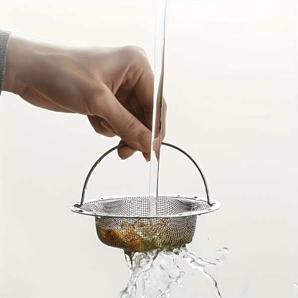 1pc of stainless steel sink filter with handle - rust-proof and mesh filter, suitable for kitchen and bathroom sinks, 201 stainless steel, prevents clogging easily without effort, perfect for draining vegetables and fruits, kitchen sink filter - Image 7