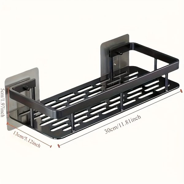 Wall-mounted Shower Rack, Large Capacity, No-drill Installation, Floating Shelf for Bathroom and Kitchen, Space-saving, Easy to Install, Used to Store Toiletries, Cosmetics and Miscellaneous Items - Image 3