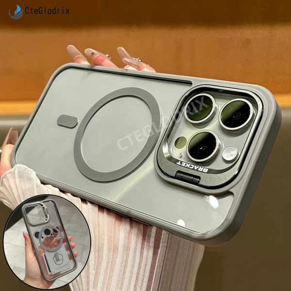 Cteglodrix Premium Magnetic Lens for Iphone Models 16, 15, 14, 13, 12, 11 Pro Max Plus with a Metal Stand Holder And Magnetic PC Hard Film Protection - Image 3