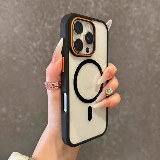 Luxury Matte Transparent Armor Shockproof Case for iPhone 16 15 14 13 11 12 Pro Max Plus for Magnetic Wireless Charge Cover