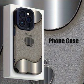 Shockproof metal texture apple logo design phone case, durable protective cover for iPhone 16, 15, 14, 13, 12, 11, XS, XR, X, 7, 8 Plus Pro Max Mini. Perfect gift for friends, family, boyfriend, or girlfriend on special occasions