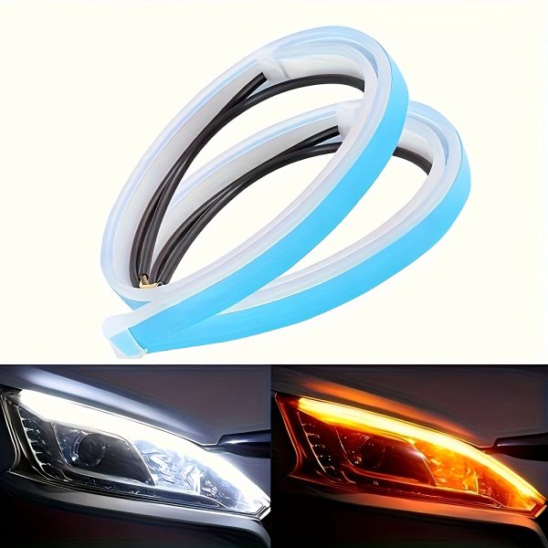 2pcs Automotive LED Decorative Light Strip Start Scan Atmosphere Light Car Grille Mesh Flow Light Flow Light with Dual Color Environment Light - Image 7