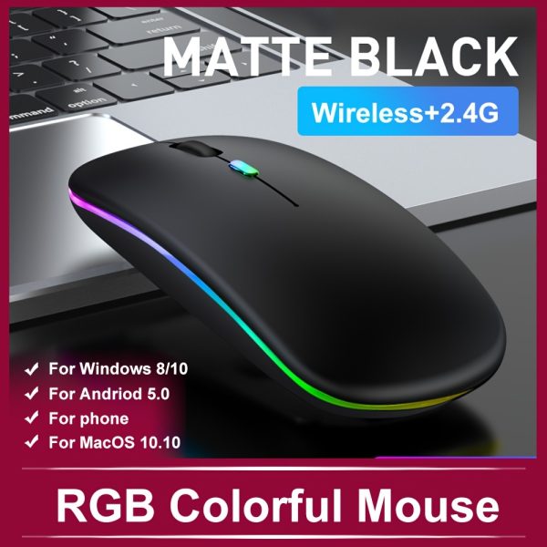 Rechargeable Wireless Mouse Computer Mouse Quiet Pause with Backlight RGB Mouse Suitable for Laptop PC for ipad - Image 7