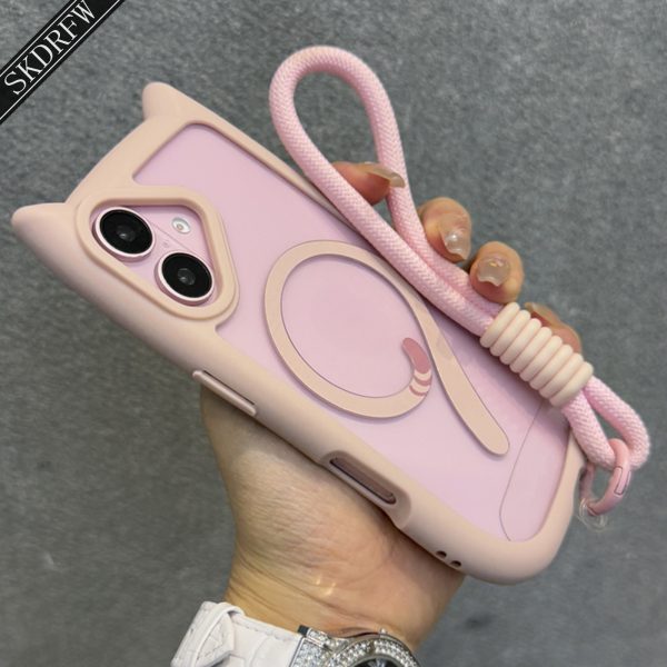 This Is a Cute, Minimalist, Japanese And Korean Style Phone Case Featuring 3D Cartoon Cat Ears And a Transparent Acrylic Design with a Magnetic Ring And a Cat Tail. It Comes with a Lanyard And Is Compatible with Iphone Models 16, 16 Plus, 16 Pro, 16 Pro Max, 16E, 15, 15 Pro, 15 Pro Max, 14, 14 Pro, 14 Pro Max, 13, 13 Pro, 13 Pro Max, 12, 12 Pro, 12 Pro Max, And 11. It Also Supports Wireless Charging. - Image 14