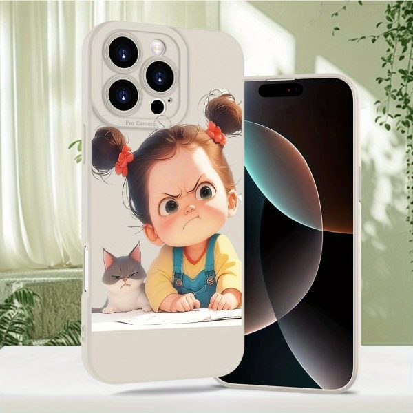 A Creative And Stylish Cute Cartoon Little Girl Pattern Phone Case, Providing Full-Body Protection with Shockproof And Drop-Resistant Features, Made of Frosted TPU Soft Material. It Makes a Great Gift for Birthdays Or Holidays for Both Boys And Girls, Compatible with Iphone Models 16, 15, 14, 13, 12, 11, XS, XR, X, 7, 8, Mini, Plus, Pro Max, And SE. - Image 4