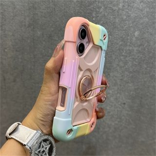 Hard Armor Grip Case Compatible with iPhone 16 15 14 13 12 11 Pro Max Plus 360° Swivel Ring Stand, Drop Resistant Full Body Rugged Case 3-In-1 Protective Durable Case