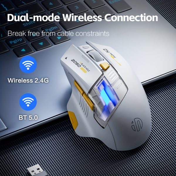 INPHIC A9EXPLORER Wireless Wireless Mouse with Colorful LED Light, Ergonomic Design, Battery Indicator, and Power Display - Ideal for Office and Gaming, Computer Mouse for Office - Image 7