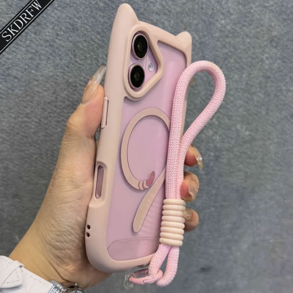 This Is a Cute, Minimalist, Japanese And Korean Style Phone Case Featuring 3D Cartoon Cat Ears And a Transparent Acrylic Design with a Magnetic Ring And a Cat Tail. It Comes with a Lanyard And Is Compatible with Iphone Models 16, 16 Plus, 16 Pro, 16 Pro Max, 16E, 15, 15 Pro, 15 Pro Max, 14, 14 Pro, 14 Pro Max, 13, 13 Pro, 13 Pro Max, 12, 12 Pro, 12 Pro Max, And 11. It Also Supports Wireless Charging. - Image 11