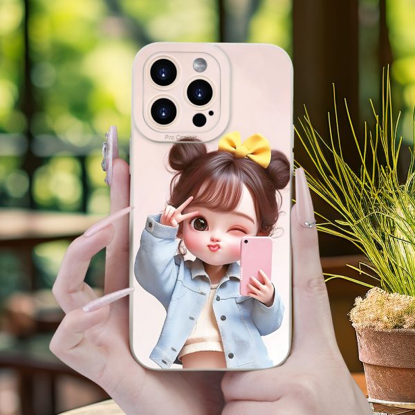 Simple Creative Cute Girl Selfie Pattern Trendy Hot Selling Transparent Mobile Phone Case for iPhone 16E/16/16PRO/16PLUS/16PM/15/15PLUS/15PRO/15PROMAX/14/14PLUS/14PRO/14PROMAX/13/13mini/13PRO/13PROMAX/12/12mini/11/Plus/Pro/Max/7/8/SE/XS/XS MAX/7P/8P Birthday gift, surprise gift for friends, family, girlfriend, boyfriend, Youngsters - Image 5