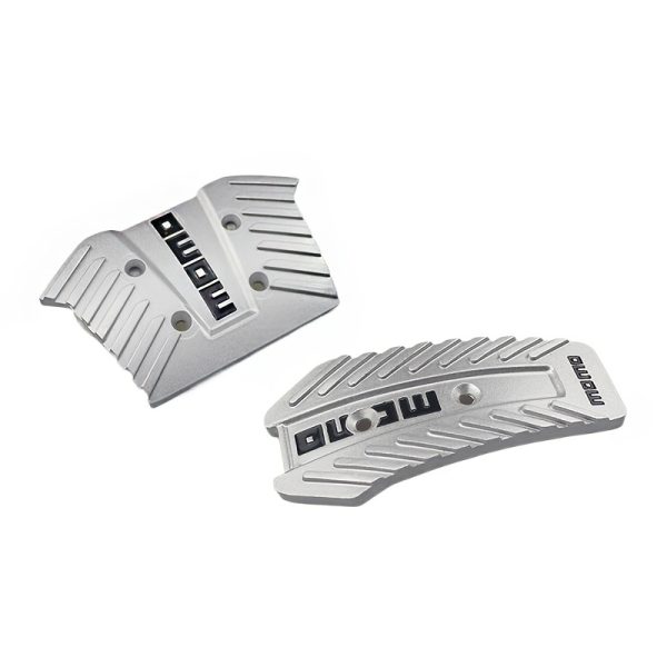 2pcs JDM Aluminum Anti-Slip Pedal Covers - Black & Silver, Automatic Accelerator & Brake Pad Kit for Enhanced Grip & Style, Car Modification | Modern Car Accessory | Durable Metal Pedals, Car Pedals - Image 3