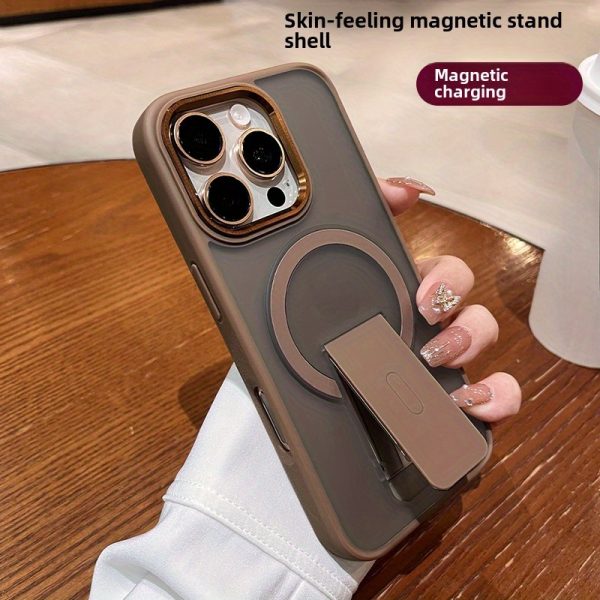 New Minimalist Frosted Hidden Stand Phone Case, Suitable for iPhone 16 15 14 13 12 11pro Max/plus 16E Unisex All Inclusive Anti Fall Phone Case - Image 4