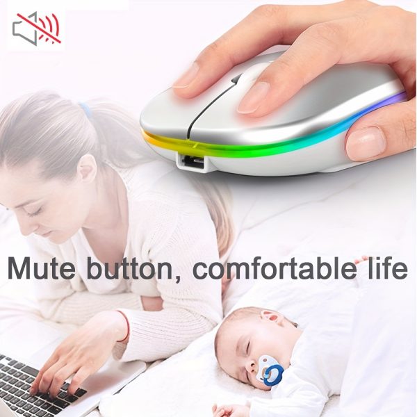 Rechargeable Wireless Mouse Computer Mouse Quiet Pause with Backlight RGB Mouse Suitable for Laptop PC for ipad - Image 8