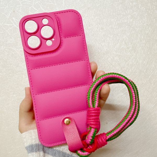 European and American Simple Down Jacket with Lanyard Suitable for iPhone 16 15 14 13 12 11 PRO MAX PLUS Premium Soft Case, Anti-Drop Phone Cover - Image 9