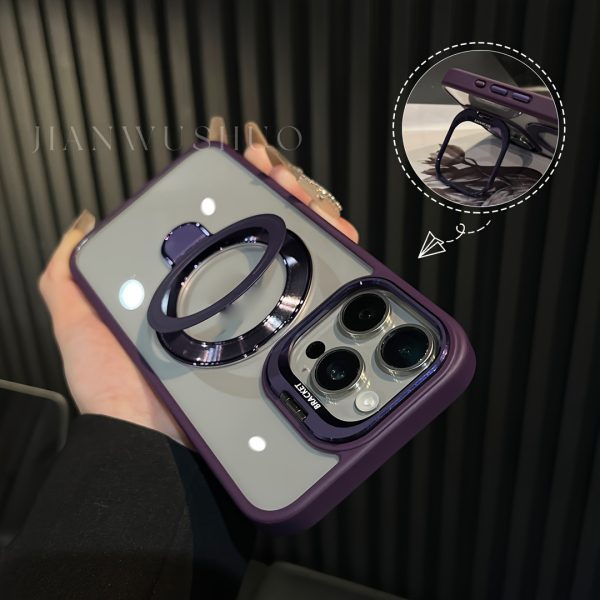 Versatile Metal Lens Double Bracket Magnetic Phone Case Compatible with for iphone Models 11, 12, 13, 14, 15, And 16 Plus Pro Max, Includes a Complimentary Lens - Image 2