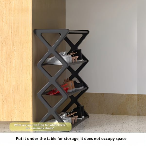 4-Tier Space-Saving Shoe Rack - Durable Plastic and Metal Design, Easy to Assemble, Ideal for Entryways, Bedrooms, and Dorms, Minimalist Style Shoe Storage Solution | Minimalist Shoe Organizer | Sturdy Structure, Shoe Storage Shelf - Image 12