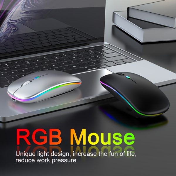 Rechargeable Wireless Mouse Computer Mouse Quiet Pause with Backlight RGB Mouse Suitable for Laptop PC for ipad - Image 2