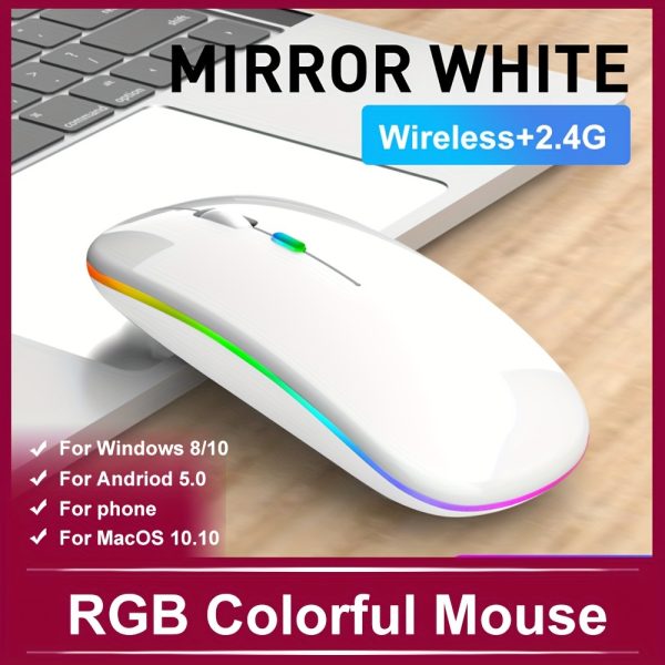 Rechargeable Wireless Mouse Computer Mouse Quiet Pause with Backlight RGB Mouse Suitable for Laptop PC for ipad - Image 6