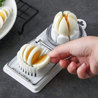 2-in-1 Multifunctional Egg Slicer and Wedger Set, Manual Egg Cutter with Stainless Steel Wires, Durable Plastic Base, Kitchen Gadget for Hard Boiled Eggs - Slices, Wedges & Dices - Pack of 1