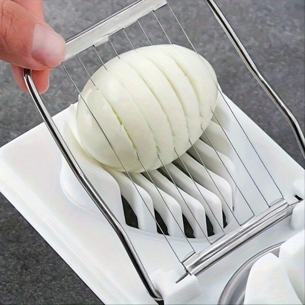 2-in-1 Multifunctional Egg Slicer and Wedger Set, Manual Egg Cutter with Stainless Steel Wires, Durable Plastic Base, Kitchen Gadget for Hard Boiled Eggs - Slices, Wedges & Dices - Pack of 1 - Image 2