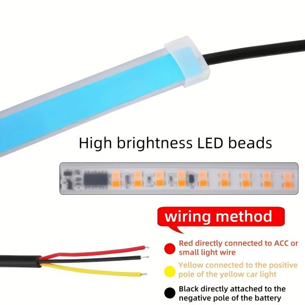 2pcs Automotive LED Decorative Light Strip Start Scan Atmosphere Light Car Grille Mesh Flow Light Flow Light with Dual Color Environment Light - Image 8
