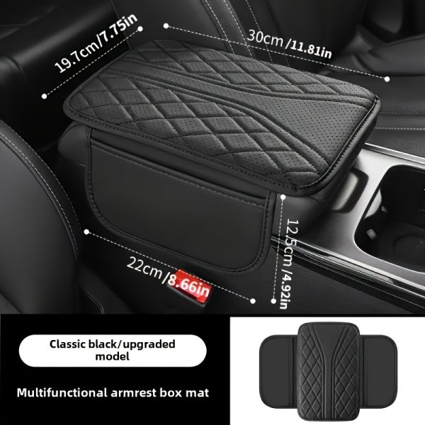 1pc PU Leather Car Armrest Pad with Storage Bag - Comfortable Elbow Support, Stylish Stitching Design, Fit for All Vehicles, Ergonomic Driver Side Organizer with Phone & Essentials Storage, Car Armrest Cover, Travel Convenience, Sleek Interior Upgrade, Soft Padding, Vehicle Accessory, Frequent Travelers - Image 3