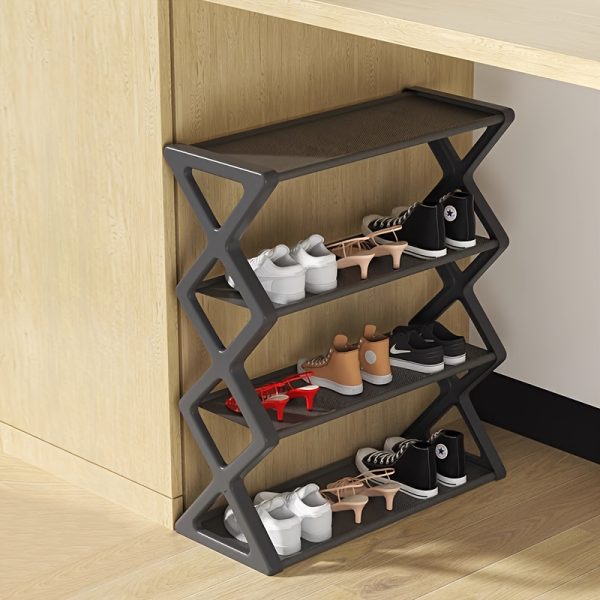 4-Tier Space-Saving Shoe Rack - Durable Plastic and Metal Design, Easy to Assemble, Ideal for Entryways, Bedrooms, and Dorms, Minimalist Style Shoe Storage Solution | Minimalist Shoe Organizer | Sturdy Structure, Shoe Storage Shelf - Image 10