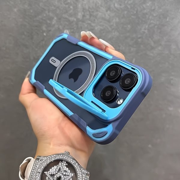 for iPhone 16/15/14/13/Pro Max/Pro/Plus Mobile Phone Case [Supports Wireless Magnetic Charging]+[Camera Lens Holder]+[Four Corners Thickened Anti-fall], Anti-fall, Anti-shock, Transparent Anti-shock Luxury Business Mobile Phone Case Protective Shell - Image 3