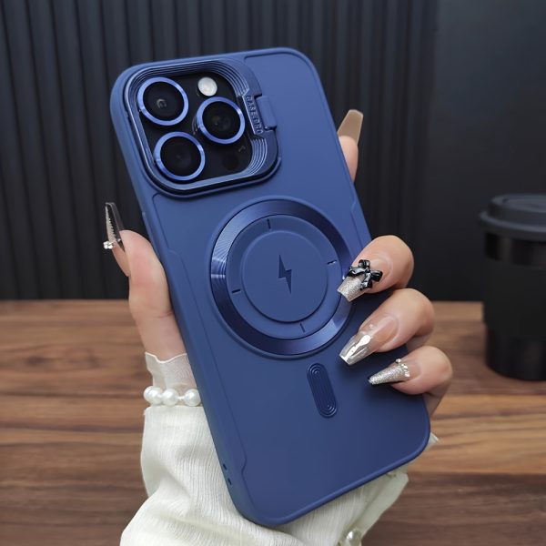 Suitable for iPhone 16 phone case, iPhone 15 ProMax magnetic wireless charging 14 invisible folding stand, 13 PRO anti drop case cover, 12 frosted silicone protective cover, 11 fashionable and simple - Image 12