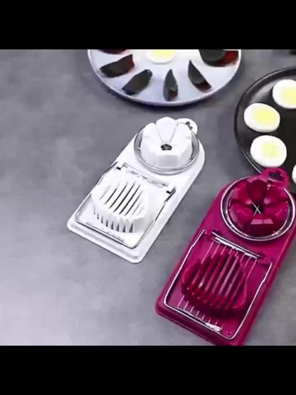 2-in-1 Multifunctional Egg Slicer and Wedger Set, Manual Egg Cutter with Stainless Steel Wires, Durable Plastic Base, Kitchen Gadget for Hard Boiled Eggs - Slices, Wedges & Dices - Pack of 1 - Image 10