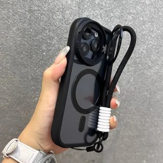 Lens Holder for Apple 16 Pro Max Mobile Phone Case New Magnetic Suction for iPhone 15 Protective Cover Advanced Silicone 14 Full Package 13 Anti-Fall 12 Internet Celebrity Plus Soft Shell Transparent Male and Female PM