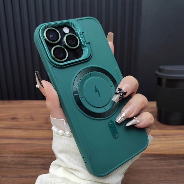 Suitable for iPhone 16 phone case, iPhone 15 ProMax magnetic wireless charging 14 invisible folding stand, 13 PRO anti drop case cover, 12 frosted silicone protective cover, 11 fashionable and simple - Image 9