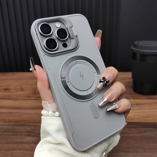 Suitable for iPhone 16 phone case, iPhone 15 ProMax magnetic wireless charging 14 invisible folding stand, 13 PRO anti drop case cover, 12 frosted silicone protective cover, 11 fashionable and simple - Image 14