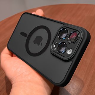 Luxury Matte Magnetic Wireless Charging Phone Case for Iphone 11 12 13 14 15 16 Pro Max Plus Shockproof Lens Protection Hard Acrylic Back