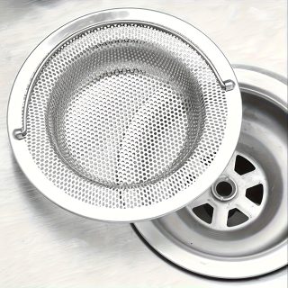 1pc of stainless steel sink filter with handle - rust-proof and mesh filter, suitable for kitchen and bathroom sinks, 201 stainless steel, prevents clogging easily without effort, perfect for draining vegetables and fruits, kitchen sink filter
