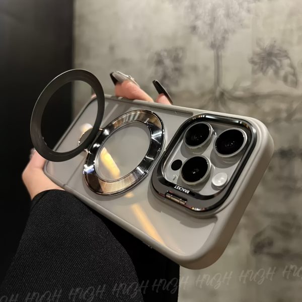 Versatile Metal Lens Double Bracket Magnetic Phone Case Compatible with for iphone Models 11, 12, 13, 14, 15, And 16 Plus Pro Max, Includes a Complimentary Lens - Image 4