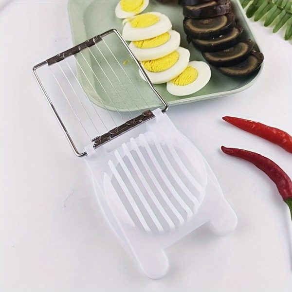 2-in-1 Multifunctional Egg Slicer and Wedger Set, Manual Egg Cutter with Stainless Steel Wires, Durable Plastic Base, Kitchen Gadget for Hard Boiled Eggs - Slices, Wedges & Dices - Pack of 1 - Image 8