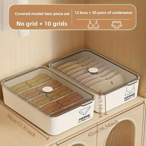 2/3pcs Space-Saving Multi-Compartment Drawer Organizer for Underwear, Socks, and Bras - Durable Plastic Storage Solution with Portable Design, Closet Organizers And Storage - Image 4