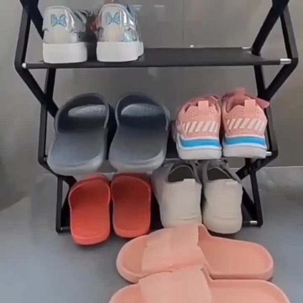 4-Tier Space-Saving Shoe Rack - Durable Plastic and Metal Design, Easy to Assemble, Ideal for Entryways, Bedrooms, and Dorms, Minimalist Style Shoe Storage Solution | Minimalist Shoe Organizer | Sturdy Structure, Shoe Storage Shelf - Image 13