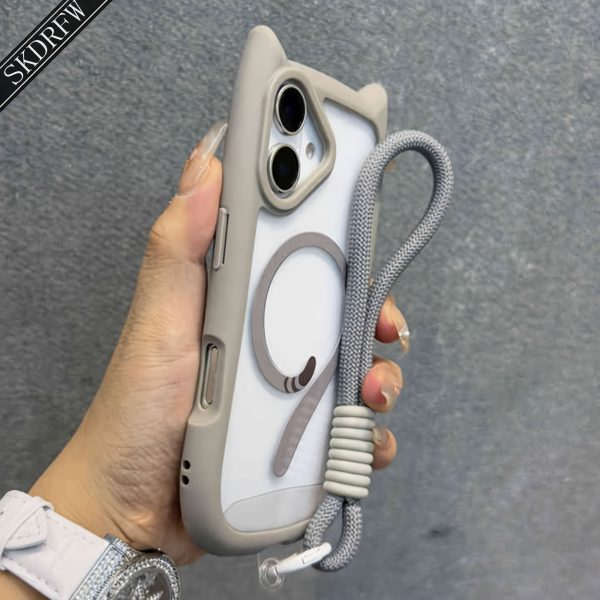 This Is a Cute, Minimalist, Japanese And Korean Style Phone Case Featuring 3D Cartoon Cat Ears And a Transparent Acrylic Design with a Magnetic Ring And a Cat Tail. It Comes with a Lanyard And Is Compatible with Iphone Models 16, 16 Plus, 16 Pro, 16 Pro Max, 16E, 15, 15 Pro, 15 Pro Max, 14, 14 Pro, 14 Pro Max, 13, 13 Pro, 13 Pro Max, 12, 12 Pro, 12 Pro Max, And 11. It Also Supports Wireless Charging. - Image 15
