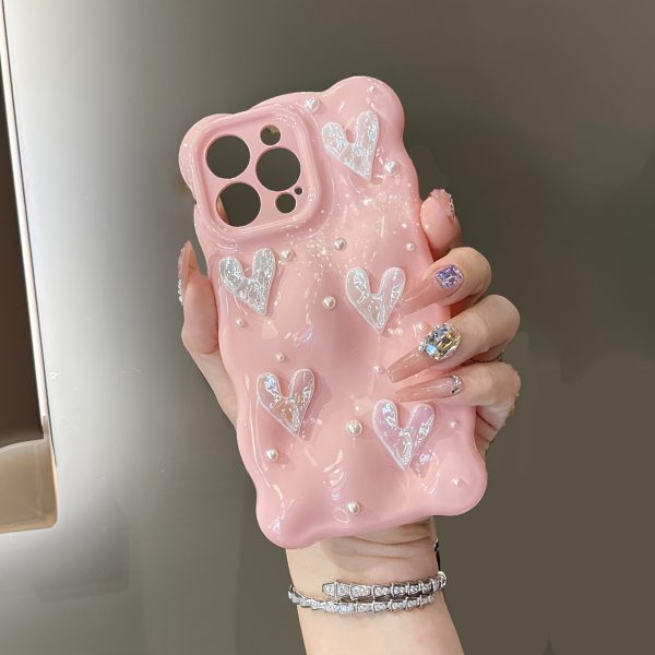 3D Laser Love Heart Cube Solid Color Wave Pattern Soft Phone Case for iPhone 16 15 13 Pro Max 11 12 14 Pro Max Luxury Glossy Shockproof Case - Image 11