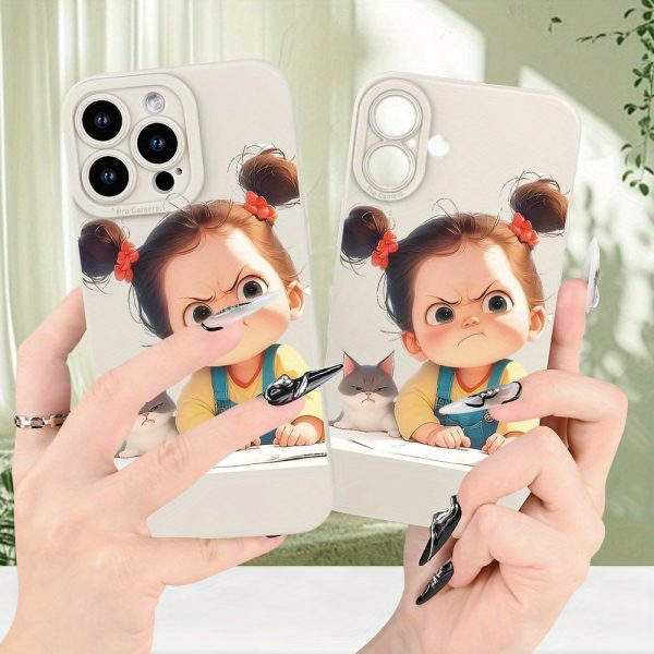 A Creative And Stylish Cute Cartoon Little Girl Pattern Phone Case, Providing Full-Body Protection with Shockproof And Drop-Resistant Features, Made of Frosted TPU Soft Material. It Makes a Great Gift for Birthdays Or Holidays for Both Boys And Girls, Compatible with Iphone Models 16, 15, 14, 13, 12, 11, XS, XR, X, 7, 8, Mini, Plus, Pro Max, And SE. - Image 9