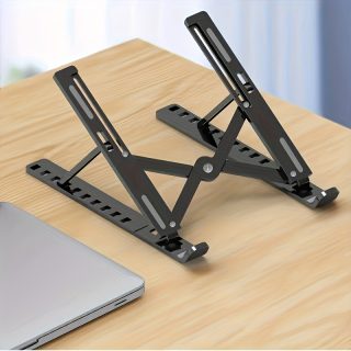 Adjustable Height & Angle Laptop Stand with 10-Level Positioning, Ergonomic Portable Foldable Desktop Stand for Improved Posture & Airflow, Compatible with Most Laptops, Vertical Laptop Stand, Sturdy Construction