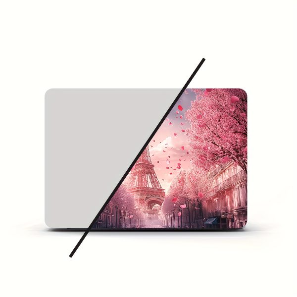 2pcs Pink Paris Pattern Laptop Art Decal Protective Case, Universal Netbook Light Beige Stickers Non-Reusable Laptop Skins Waterproof and Scratch Resistant - Water-resistant, Anti-scratch, Suitable for Laptops, Cars - Image 6